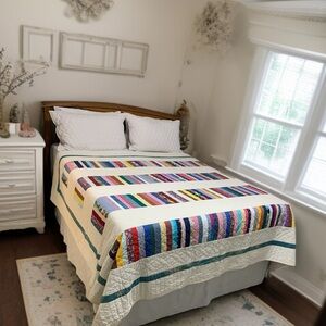 Handmade Patchwork Strip Quilt